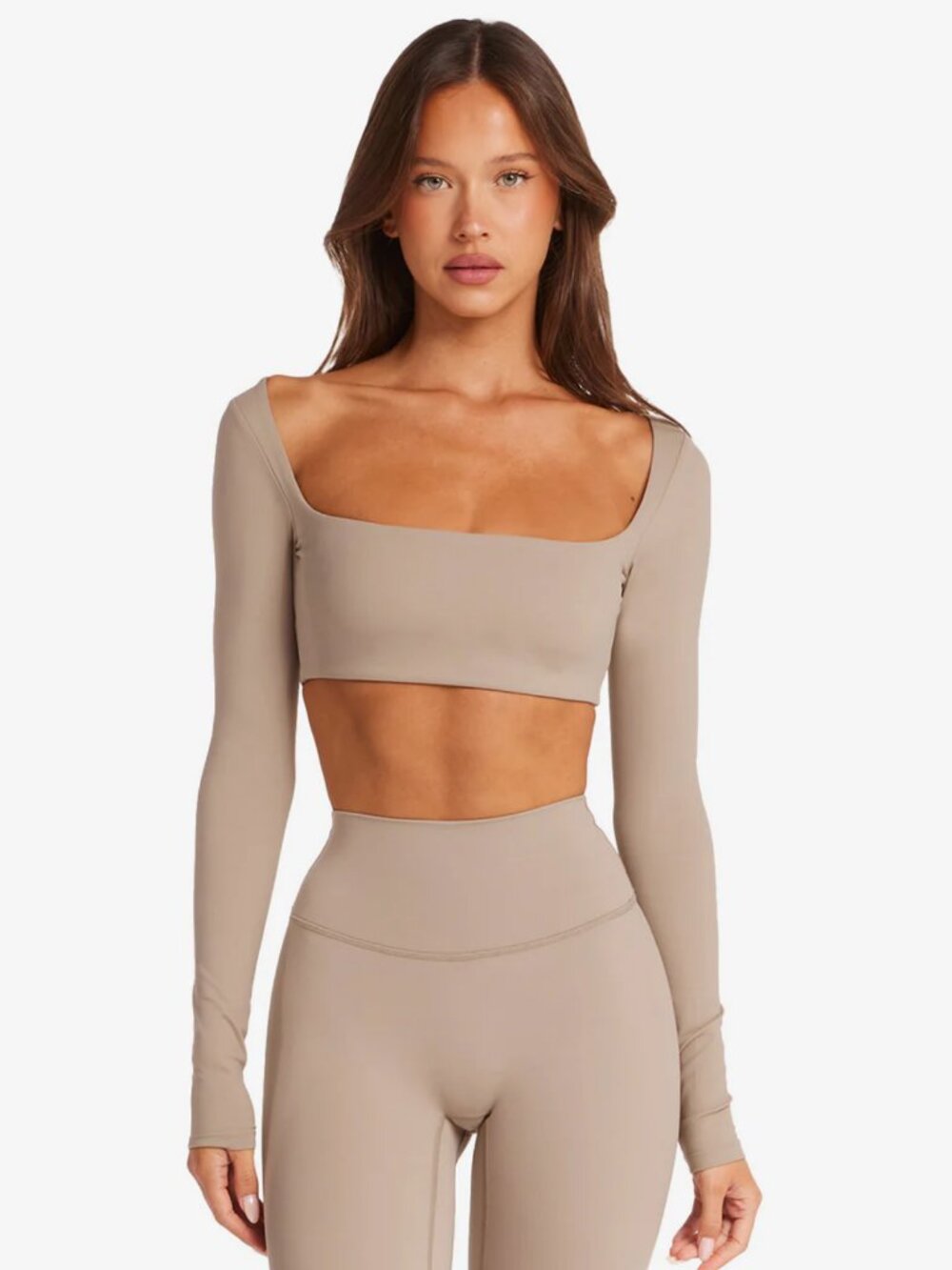 CSB Freedom Scoop Long Sleeve Crop Top Almond Sz. L
